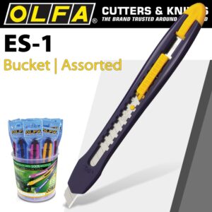 OLFA 24 PIECE ES-1 ASSORTED COLOURS IN PLASTIC BUCKET