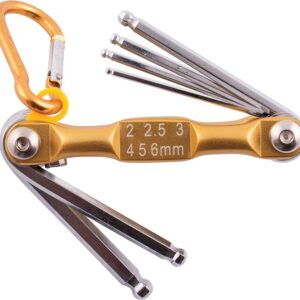 FOLDING KEY SET BALL POINT 2-2.5-3-4-5-6 YELLOW CHROME PLATED